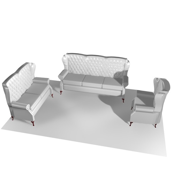 classic 3 piece chairs 3d model - CLASSIC CHAIR 3 PIECE SET by Carrara1